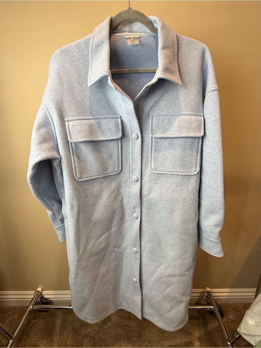 CALIA Light Blue Long Button-Up Shacket